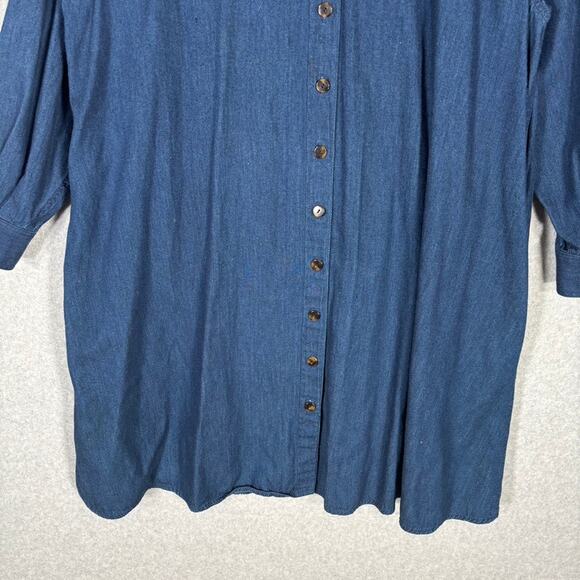 Liz Claiborne Dress 14 Shirt Chambray Flowy Loose Pockets Lagenlook Artsy Granny - Picture 3 of 12